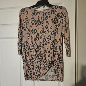 Reborn J Pink Leopard 3/4 Sleeve Top